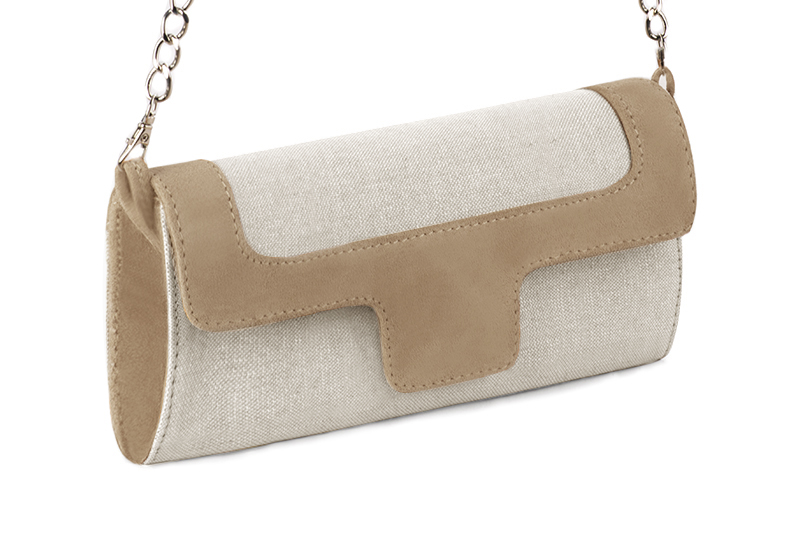 Natural beige and biscuit beige luxurious elegant clutch for ceremonies, weddings and evenings out.